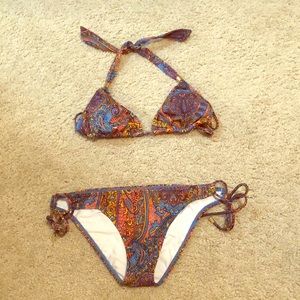 Billa Bong blue and orange paisley bikini